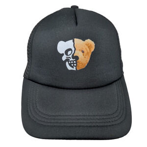 Unbranded Men's Snapback Mesh Back Hat Black Adjustable Skull Bear Graphic Logo